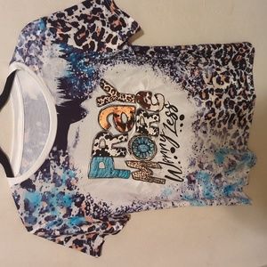 Dear lover, Leopard Pray More Graphic Western Fashion Bleached T-shirt